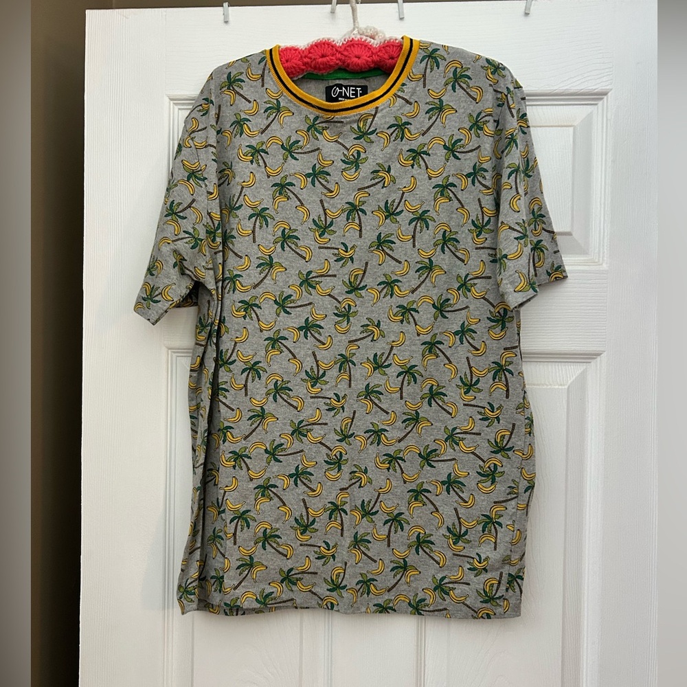 Gray and Yellow Patterned Men's Shirt